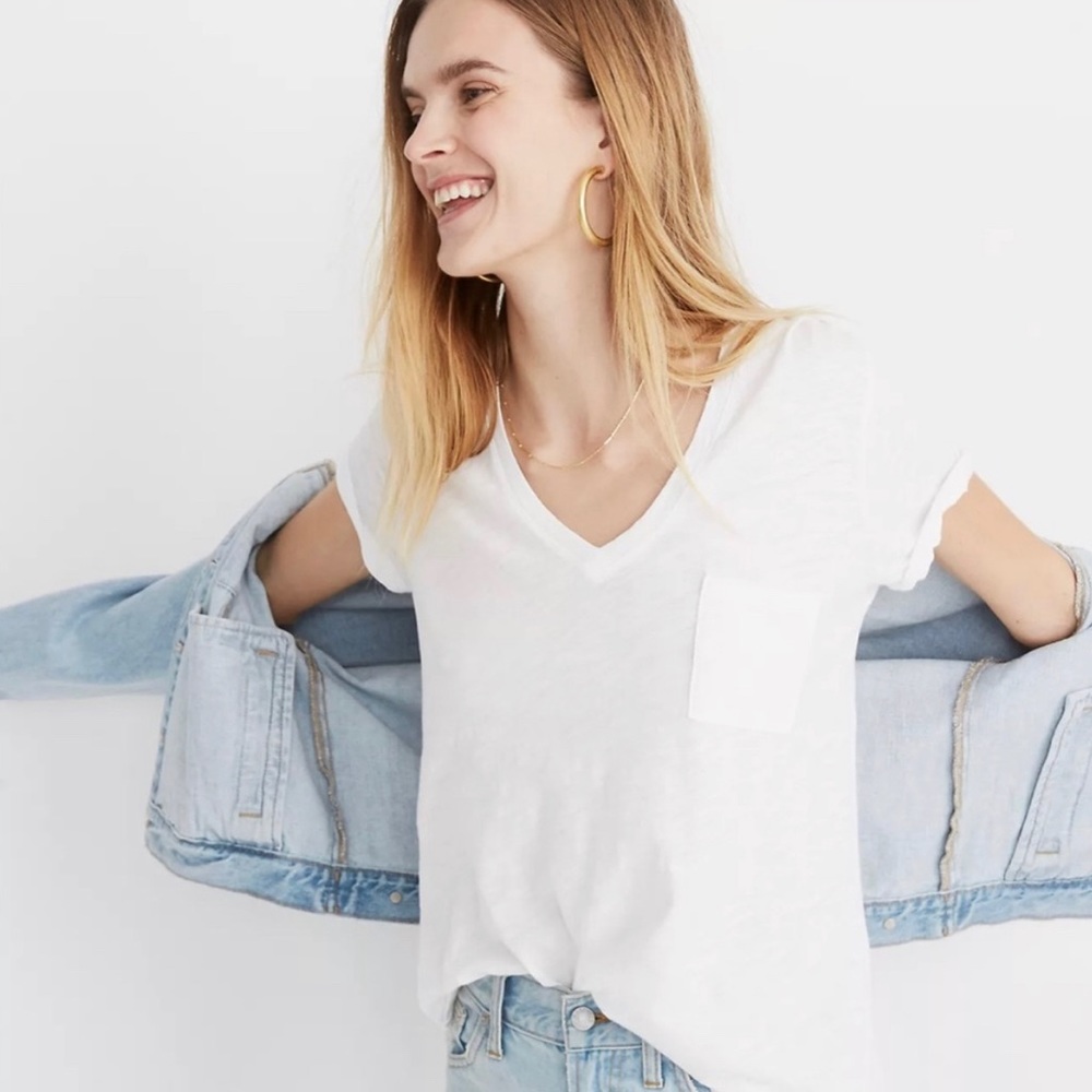 madewell white pocket tee